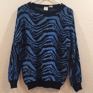 Vintage blue/silver sparkly zebra print sweater